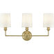 Leena 3 Light 22 inch Vintage Brass Vanity Light Wall Light